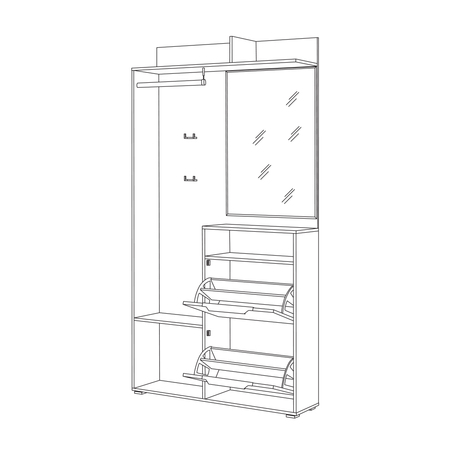 Шкаф комбинированный Темпо 10.13 (прихожая) дуб винтаж оксид, шелковый камень, белый PE шагрень