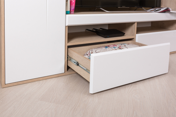 Шкаф в гостиную Альба 3 13.152 дуб эндгрейн элегантный, белый глянец ПВХ