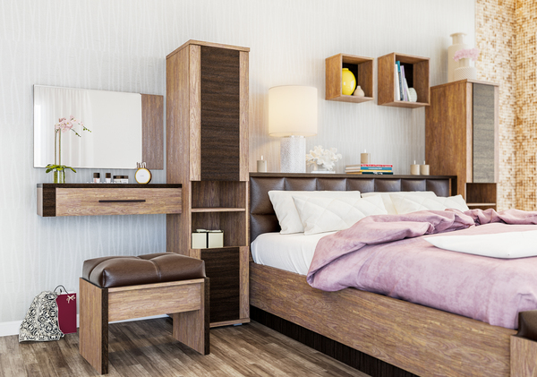 Кровать Гранд 160 с щитовым основанием винтажное дерево, венге шелк, венге магия