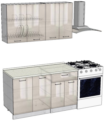 Стандарт СТ.1400.1 кухонный гарнитур фасады МДФ глянец (3 цвета)