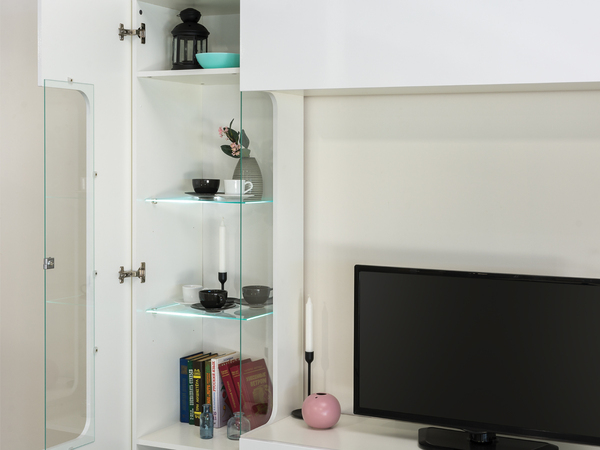 Шкаф комбинированный Румба 2 13.07 белый, белый глянец ПВХ