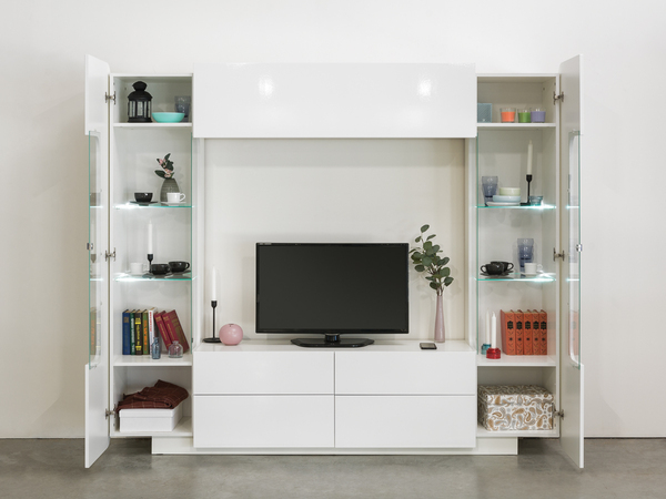 Шкаф комбинированный Румба 2 13.07 белый, белый глянец ПВХ