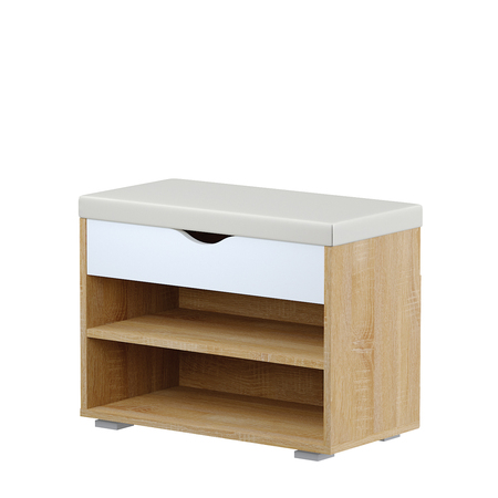 Тумба для обуви Лайт 08.57 дуб сонома, белый, кожзам белый