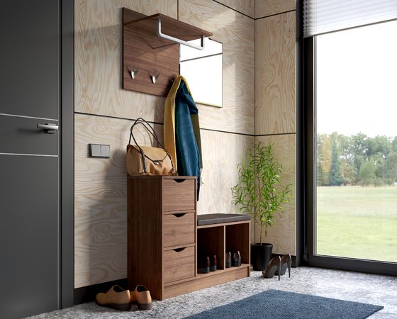 Тумба для обуви Лайт 10.84 орех селект каминный, вик ТР 340 кожзам гранд шоколад