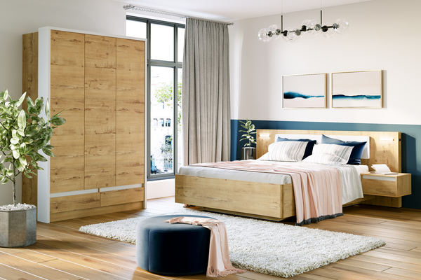 Тумба прикроватная VIRGINIA НМ 011.37 Х дуб бунратти, белый скандинавский