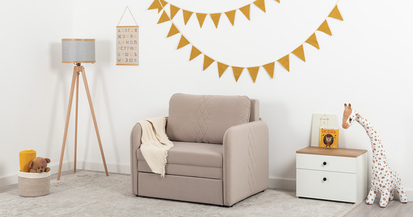 Кресло-кровать Юта (85) ТК 524 велюр Вивальди 4 серо-сливочный